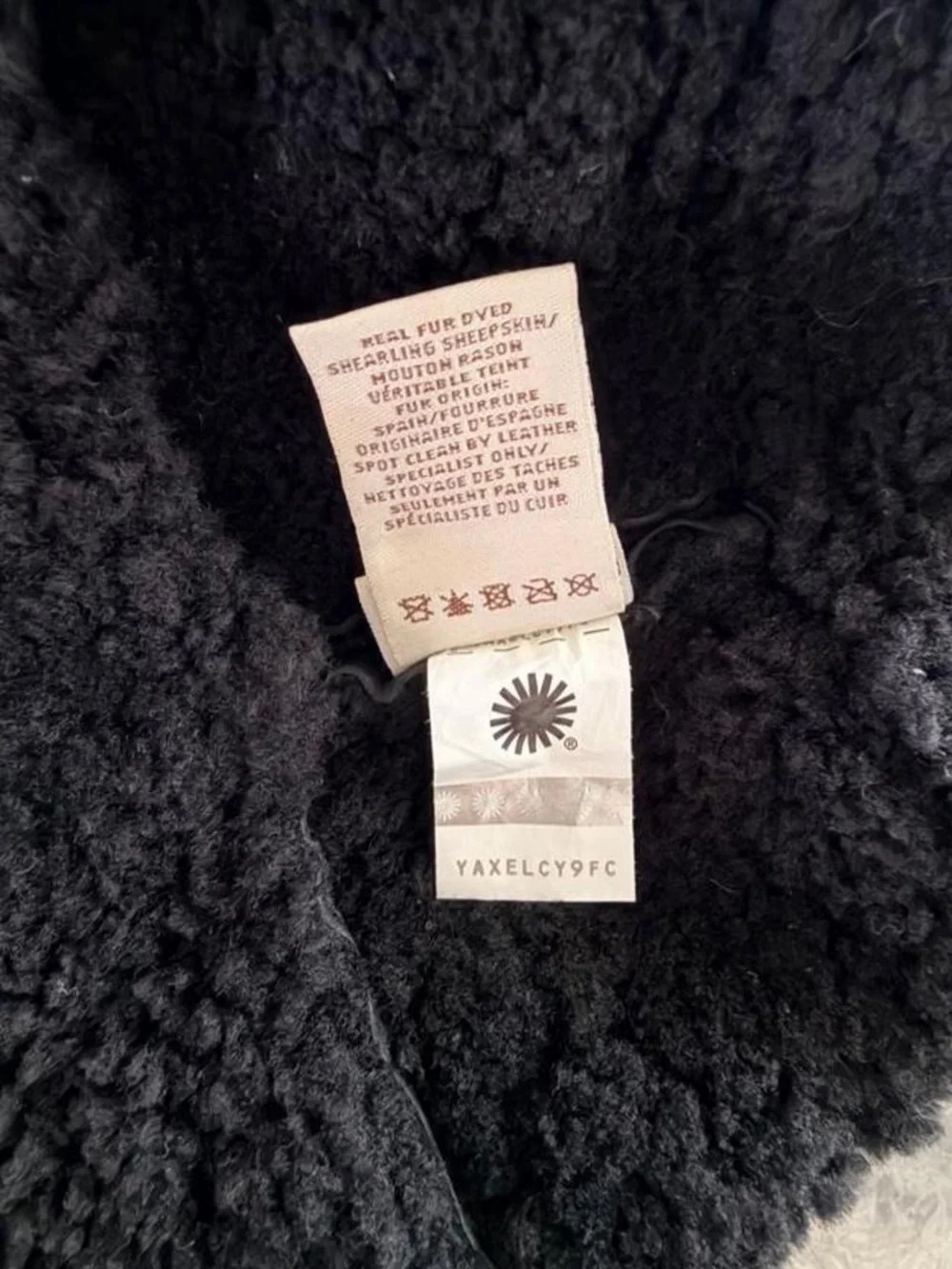 UGG Black Suede Shearling Bucket Hat